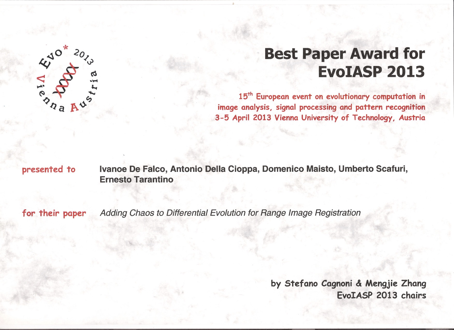 Evoiasp 2013 Best Paper